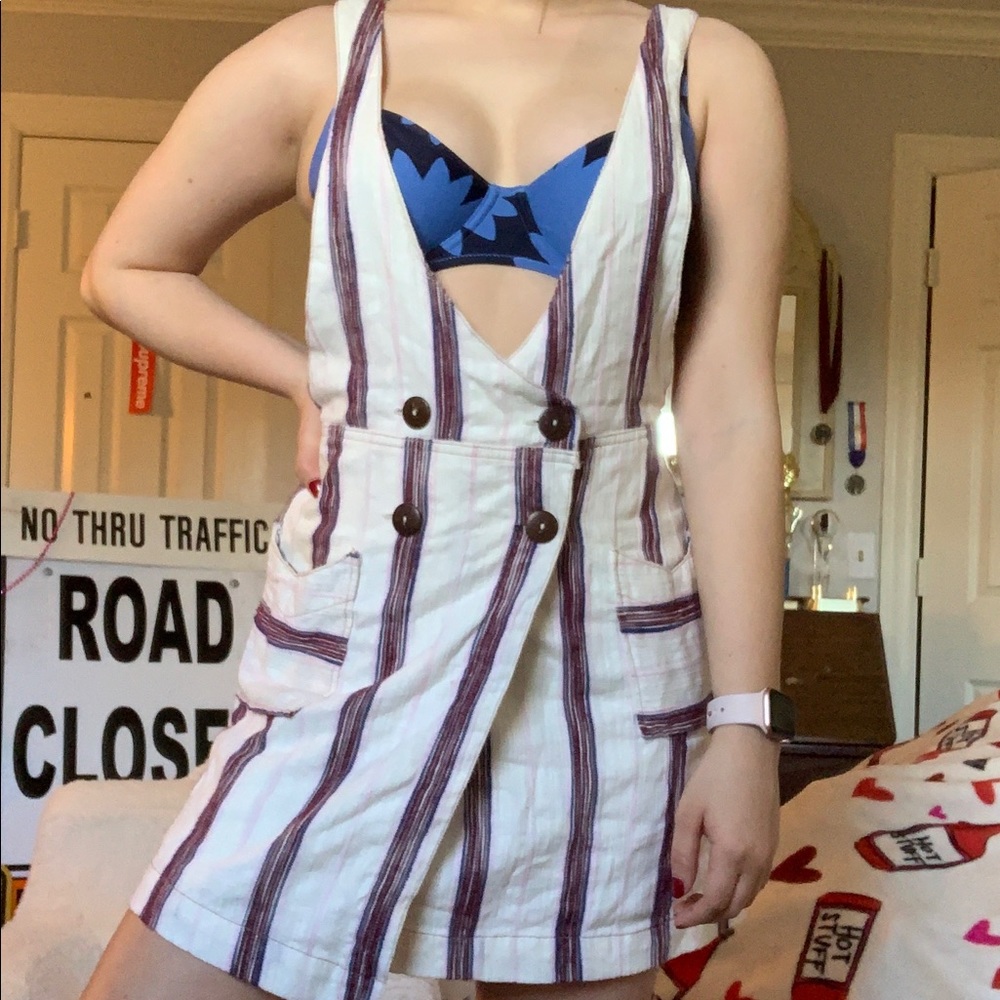 Free people striped overalls dress/skirt